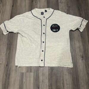 Vintage GAP Baseball Jersey Button Up Shirt Outfield Practice 1955 Mens Small F